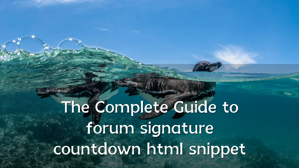 The Complete Guide to forum signature countdown html snippet